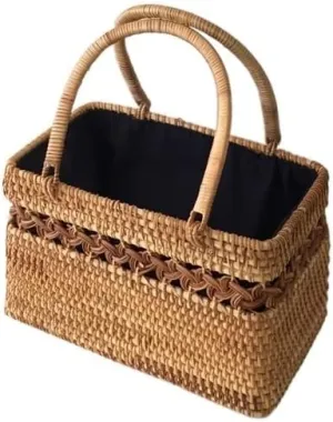 1 Pack Autumn Rattan Handmade Woven Bag Household Rattan Woven Retro Women Handbag