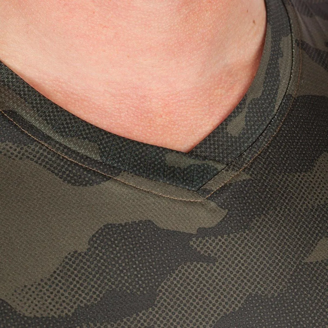 100 Breathable Short-Sleeve T-Shirt - Camouflage Khaki