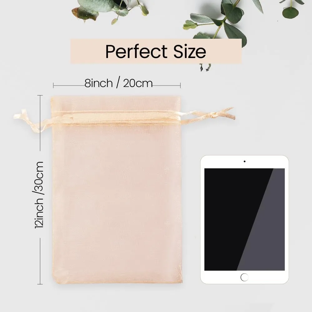 100PCS Organza Bags, 8x12in Small Mesh Bags Drawstring, Mesh Gift Bags Drawstring for Jewelry, Candy, Christmas, Sachets, Bathroom Soaps, Makeup Organza, Wrapping Supplies(mixedcolor)