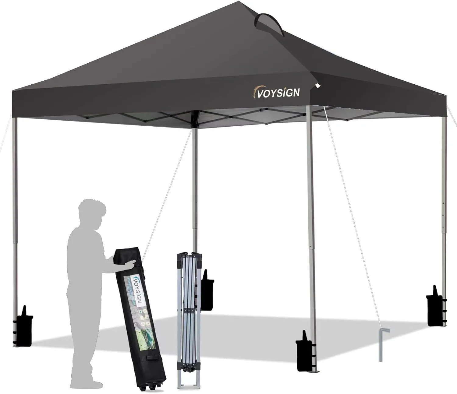 10x10 Pop Up Canopy Tent, 100 Sq.Ft of Shade - Portable Outdoor Canopy, Shade Canopy, Party Tent, Included 1 x Rolling Storage Wheeled Bag, 4 x Weight Bags, 4 x Guylines, 8 x Stakes…