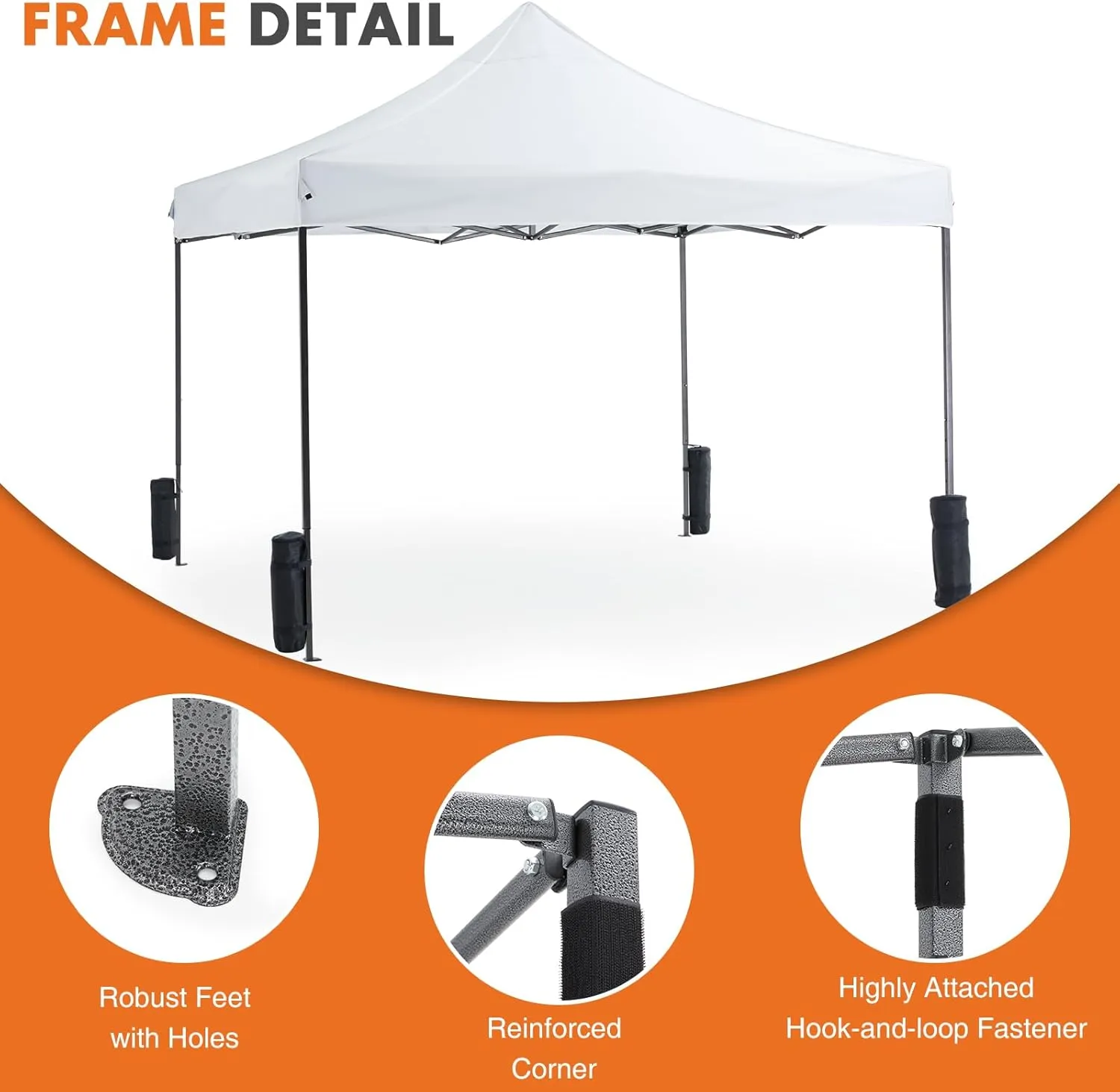 10x10ft Pop Up Canopy Tent Easy Setup Outdoor Shade Instant Portable Sun Shelter Canopy Tent for Parties Camping Beach (White)
