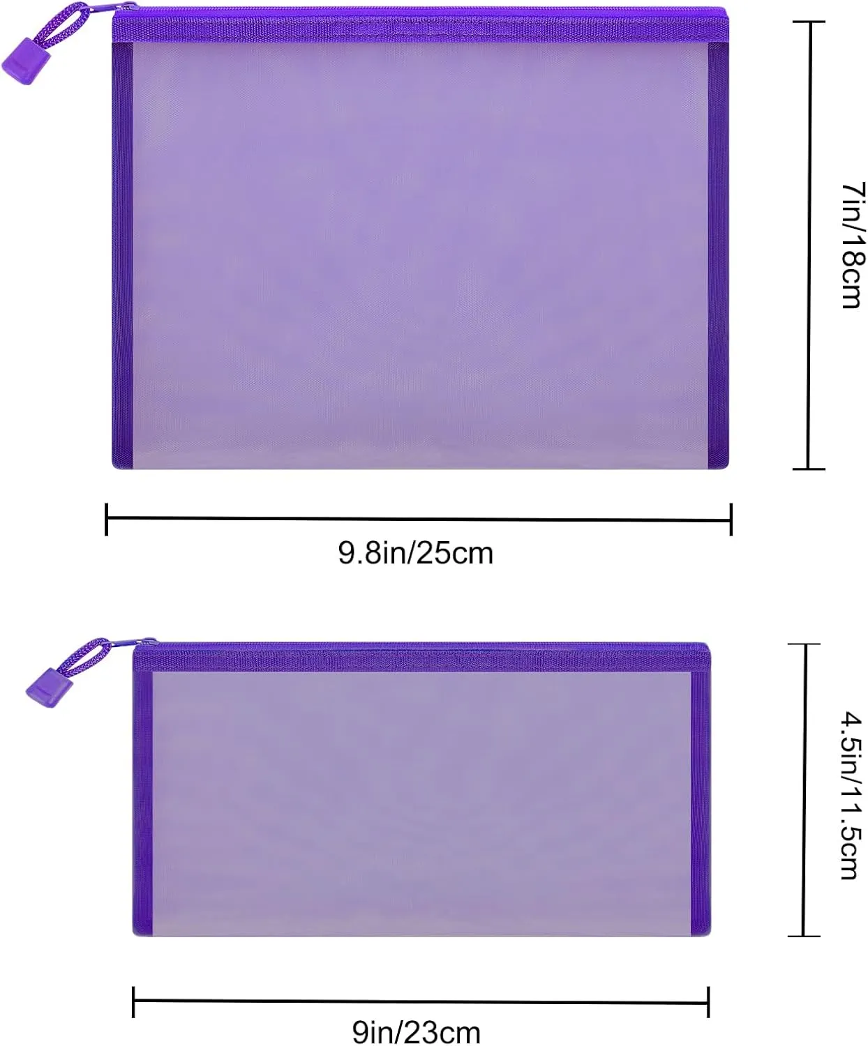 12 Pieces Zipper Nylon Mesh Pouch, Mesh Cosmetic Bags Makeup Bags Pencil Case, Multipurpose Travel Bags for Cosmetic School Office Supplies and Travel Accessories (Purple, A5 B6)