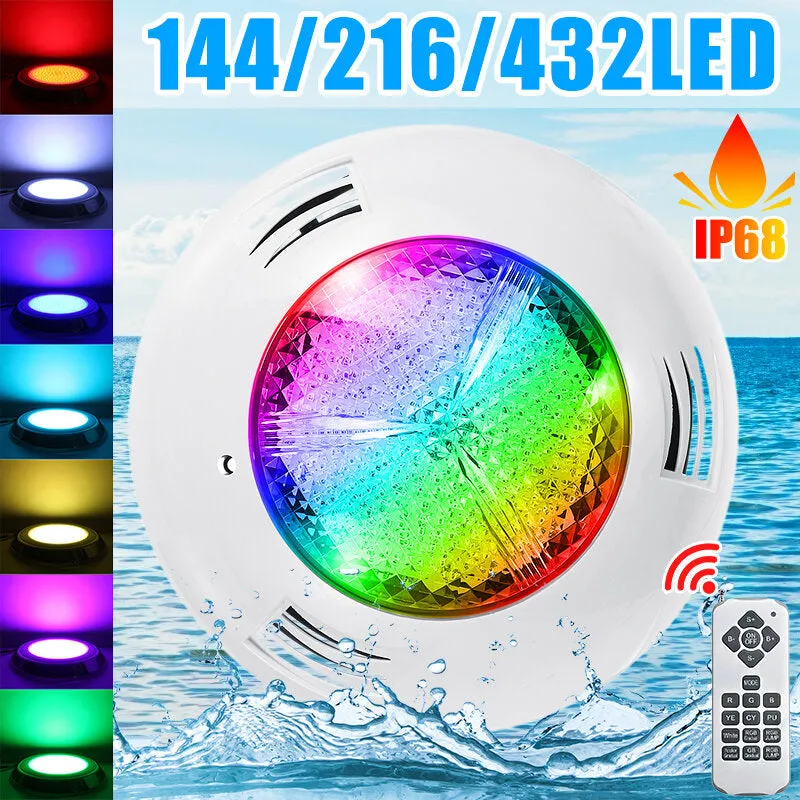 12V 114/216/432LED RGB Underwater Swimming Pool Light IP68 Remote Control Fountain Underwater Light