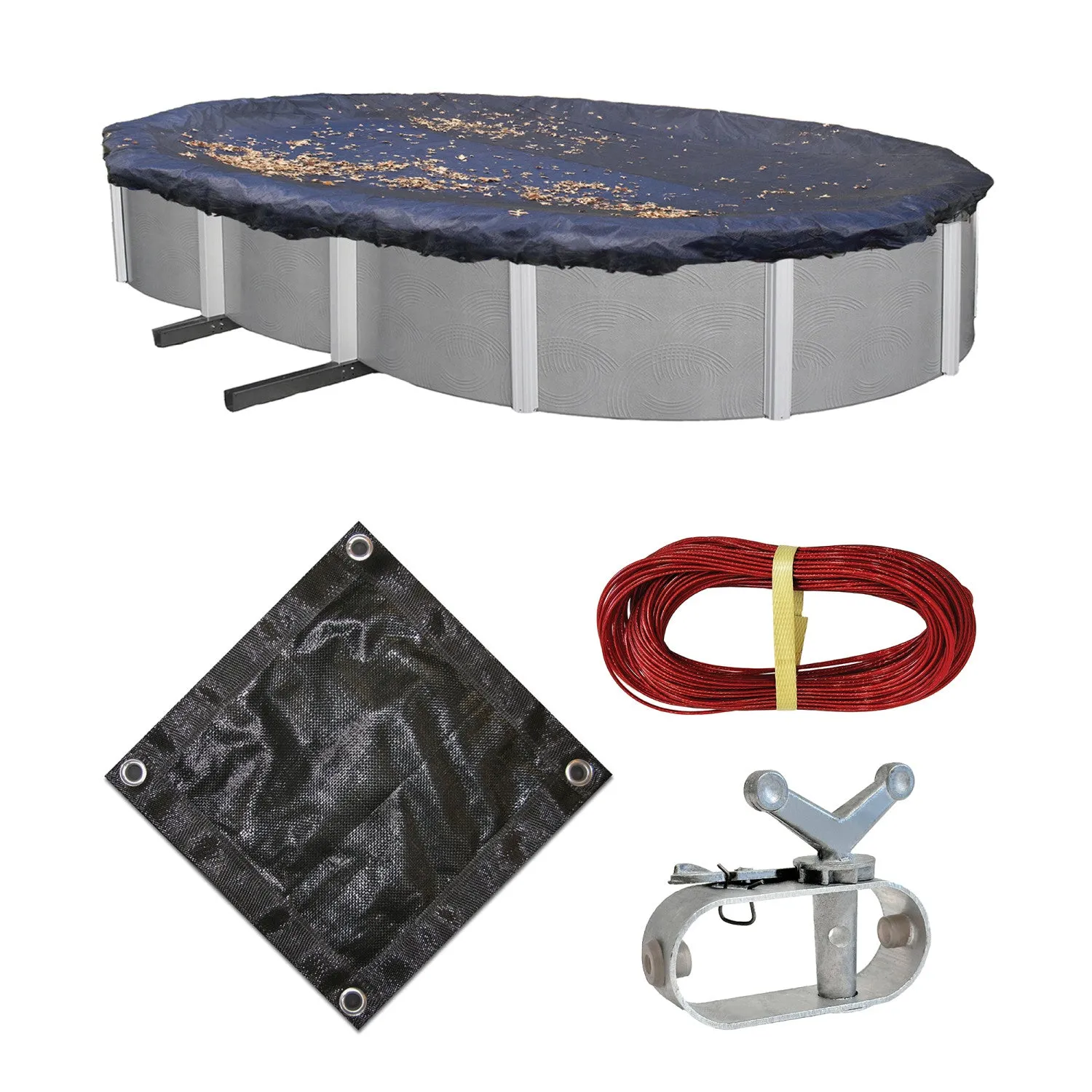16 ft x 32 ft Oval Rugged Mesh Above Ground Pool Winter Cover