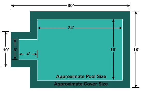 16' x 24' Rectangle with 4' x 8' Center End Step Loop-Loc II Super Dense Mesh In-Ground Pool Safety Cover