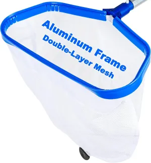 17.5" Heavy Duty Pool Skimmer Net - Extra Wide Aluminum Frame, Ultra-Fine Mesh Deep Bag for Leaves, Sand, Pollen - Above & In-Ground Pool Cleaning Tool (No Pole)