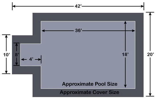 18' x 36' Rectangle with 4' x 8' Center End Step Loop-Loc II Gray Super Dense Mesh In-Ground Pool Safety Cover