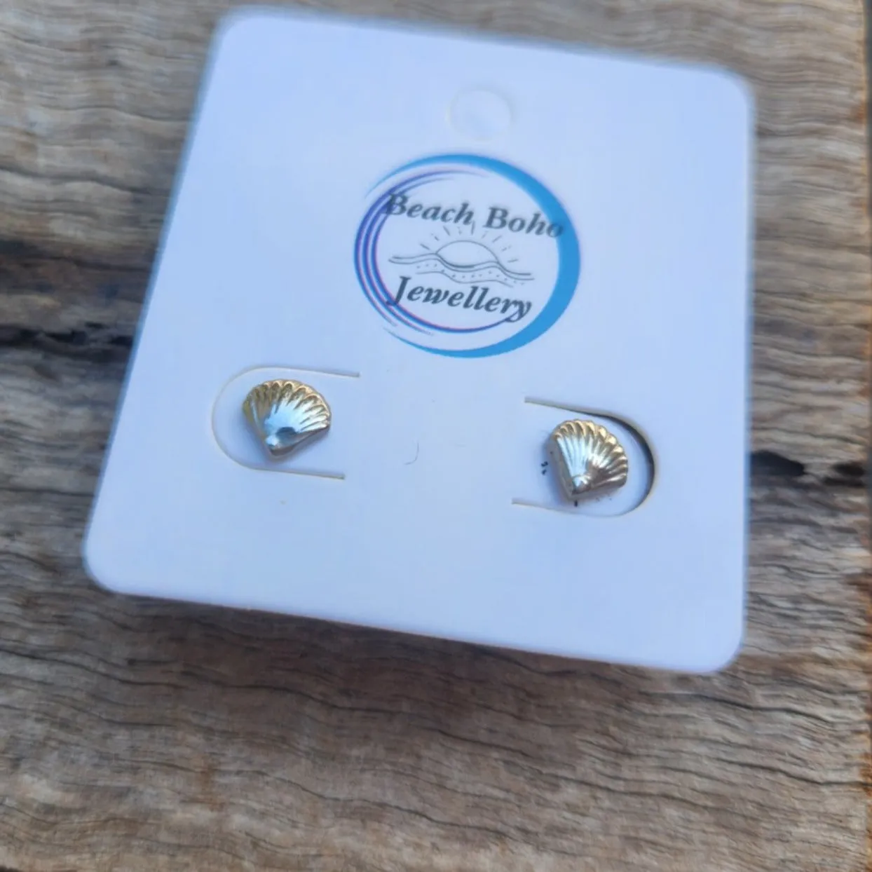 18K GOLD & SILVER WATERPROOF SHELL STUD EARRINGS