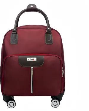 18" Rolling Duffel Bags for Travel with Universal Wheels and Telescoping Handle, Waterproof Oxford Fabric Portable Carry-On Suitcase Spinner Wheeled Travel Luggage for Airplanes Short Trip, Red