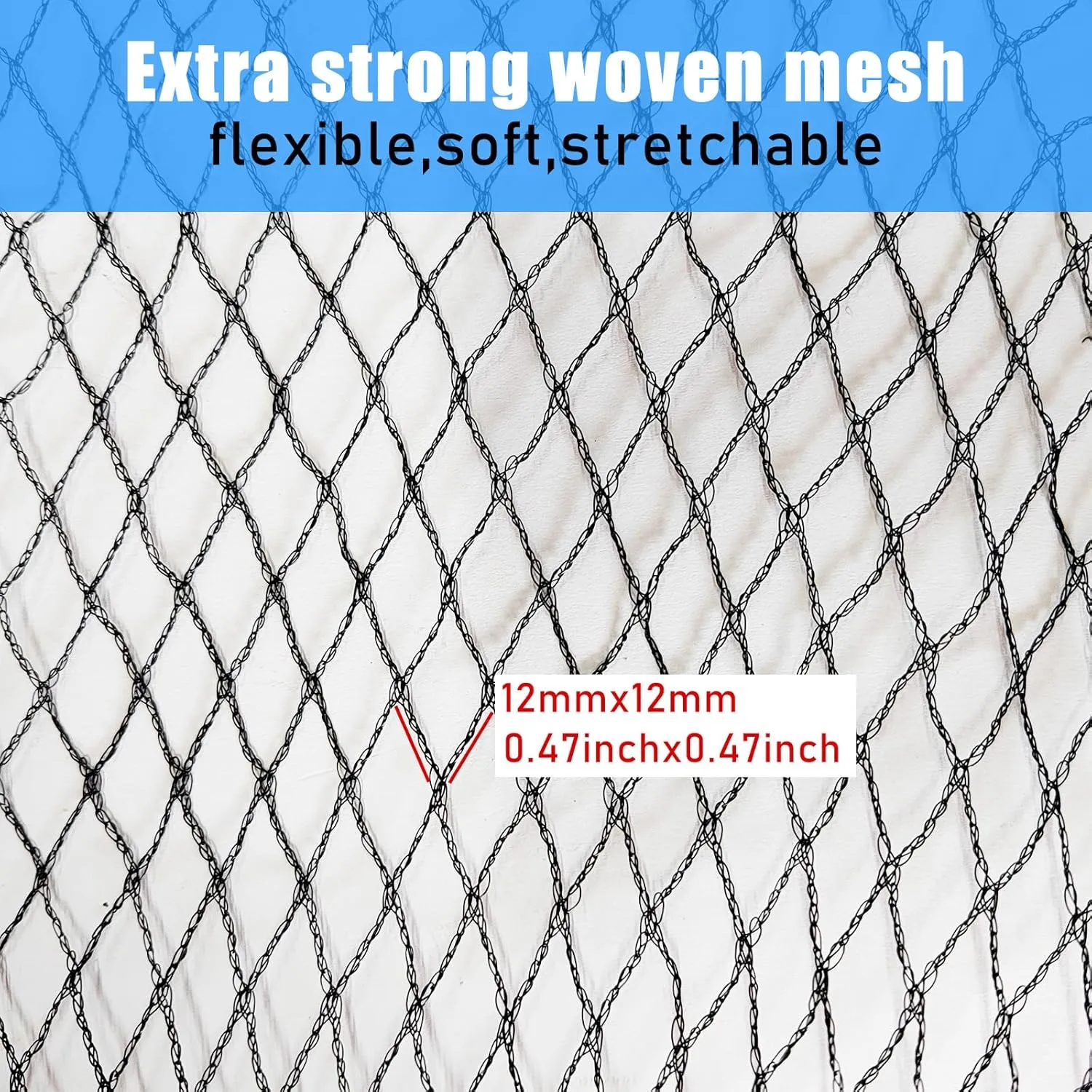 19.7 Feet Round Leaf Net Cover for Above Ground Pool, Winter Cover Mesh Cover with 12 Pcs Large Metal Clips，Pool Safety Net Fits 18FT Above Ground Pools, Keeps Leaves Out of Your Pool （Black）