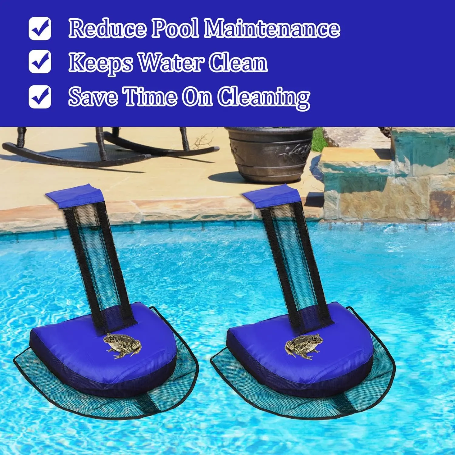2 Pack Animal Saving Escape Ramp Critters, Swimming Pool Floating Animal Saver, Frog Saver, Floating Pool Reduces Tool for Outdoor Pools and Spas
