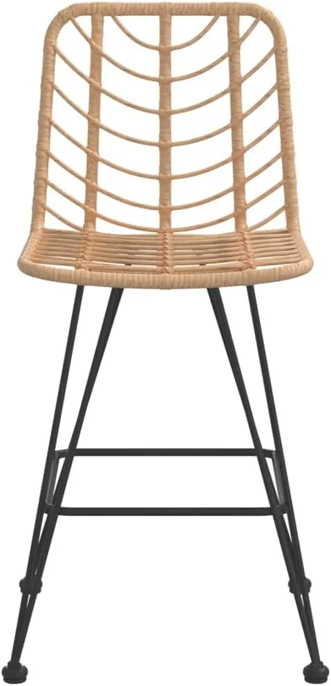 2 Pack Bar Stools 27.6" Height PE Rattan and Steel Frame Outdoor Patio Chairs for Garden Balcony Poolside Lounge Comfortable Backrest and Footrest