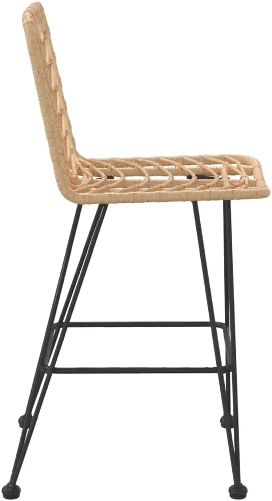 2 Pack Bar Stools 27.6" Height PE Rattan and Steel Frame Outdoor Patio Chairs for Garden Balcony Poolside Lounge Comfortable Backrest and Footrest