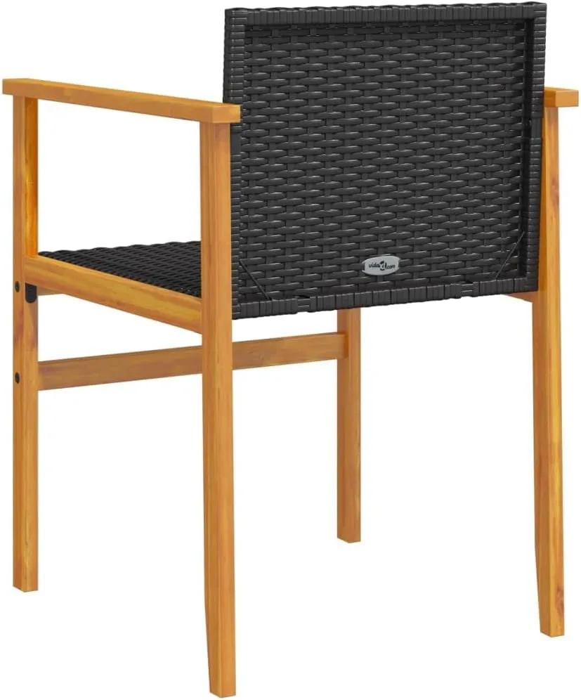 2-Pack Black Patio Chairs with PE Rattan & Acacia Wood Frame, Outdoor Lounge Chairs Weather-Resistant for Poolside, Backyard, Camping, 242.5lb Capacity