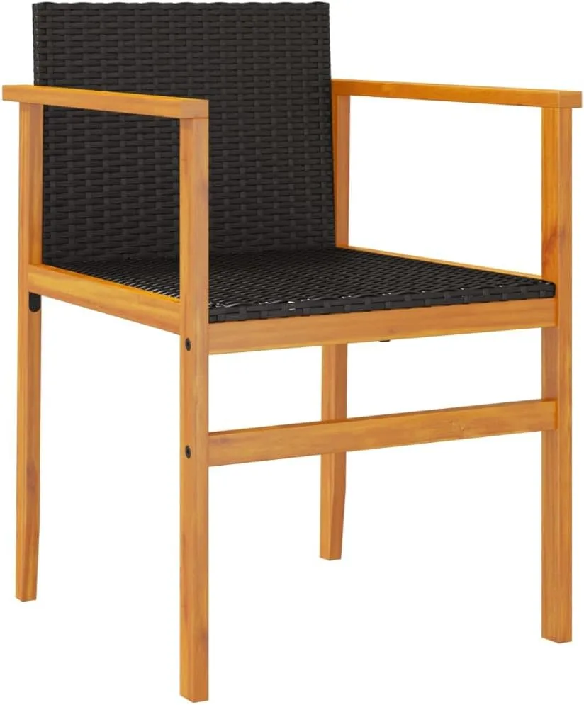2-Pack Black Patio Chairs with PE Rattan & Acacia Wood Frame, Outdoor Lounge Chairs Weather-Resistant for Poolside, Backyard, Camping, 242.5lb Capacity