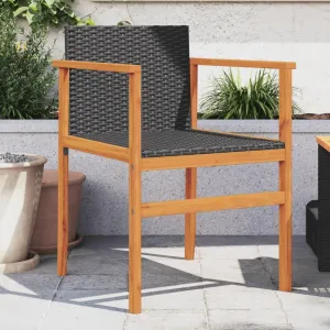 2-Pack Black Patio Chairs with PE Rattan & Acacia Wood Frame, Outdoor Lounge Chairs Weather-Resistant for Poolside, Backyard, Camping, 242.5lb Capacity