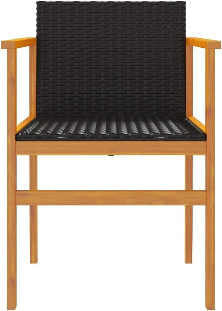 2-Pack Black Patio Chairs with PE Rattan & Acacia Wood Frame, Outdoor Lounge Chairs Weather-Resistant for Poolside, Backyard, Camping, 242.5lb Capacity
