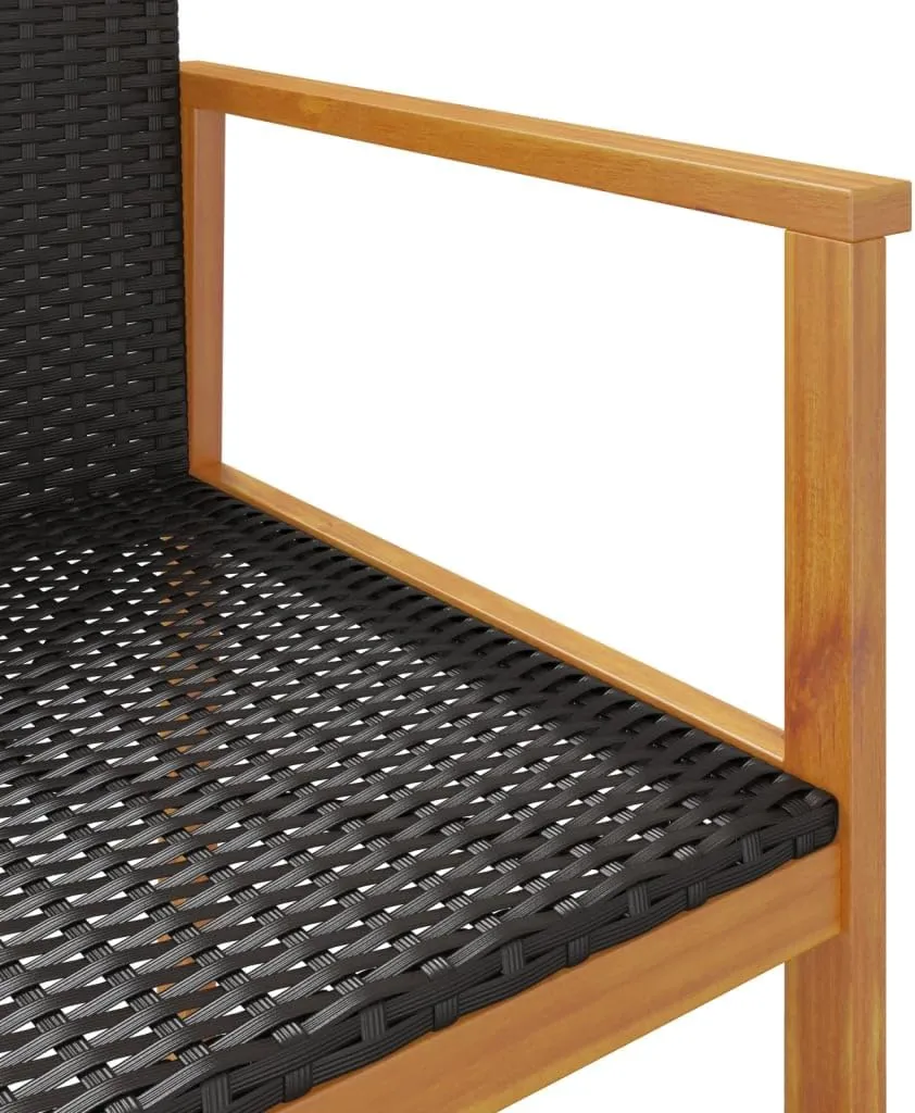 2-Pack Black Patio Chairs with PE Rattan & Acacia Wood Frame, Outdoor Lounge Chairs Weather-Resistant for Poolside, Backyard, Camping, 242.5lb Capacity