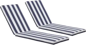 2-Pack Chaise Lounge Chair Cushions, Waterproof/Fade Resistant, Outdoor Indoor Use for Patio, Backyard, Poolside & Deck (2, Blue & White Stripe)