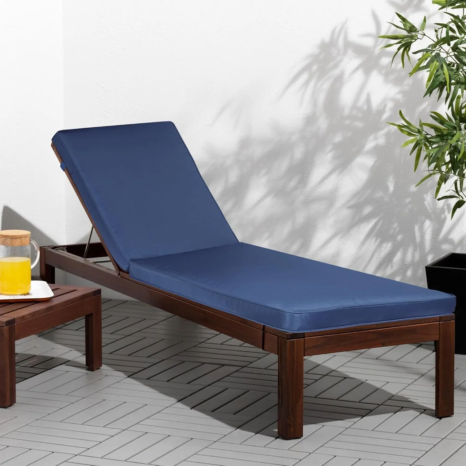 2-Pack Chaise Lounge Chair Cushions, Waterproof/Fade Resistant, Outdoor Indoor Use for Patio, Backyard, Poolside & Deck(2, Navy Blue)