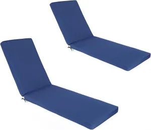 2-Pack Chaise Lounge Chair Cushions, Waterproof/Fade Resistant, Outdoor Indoor Use for Patio, Backyard, Poolside & Deck(2, Navy Blue)