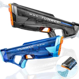 2 Pack Electric Water Gun for Adults Kid, Powerful Automatic Squirt Gun, High Powered Shooting 100  Times, Long Range Auto Water Blaster, Pool Outdoor Water Toy(Transparent Black Blue)