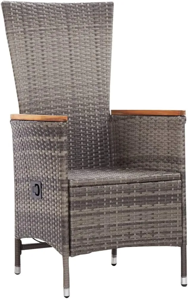 2 Pack Patio Chairs with Cushions, Gray PE Rattan Outdoor Lounge Chairs with Reclining Backrest, Water-Resistant Steel Frame Furniture for Backyard Poolside Beach Camping