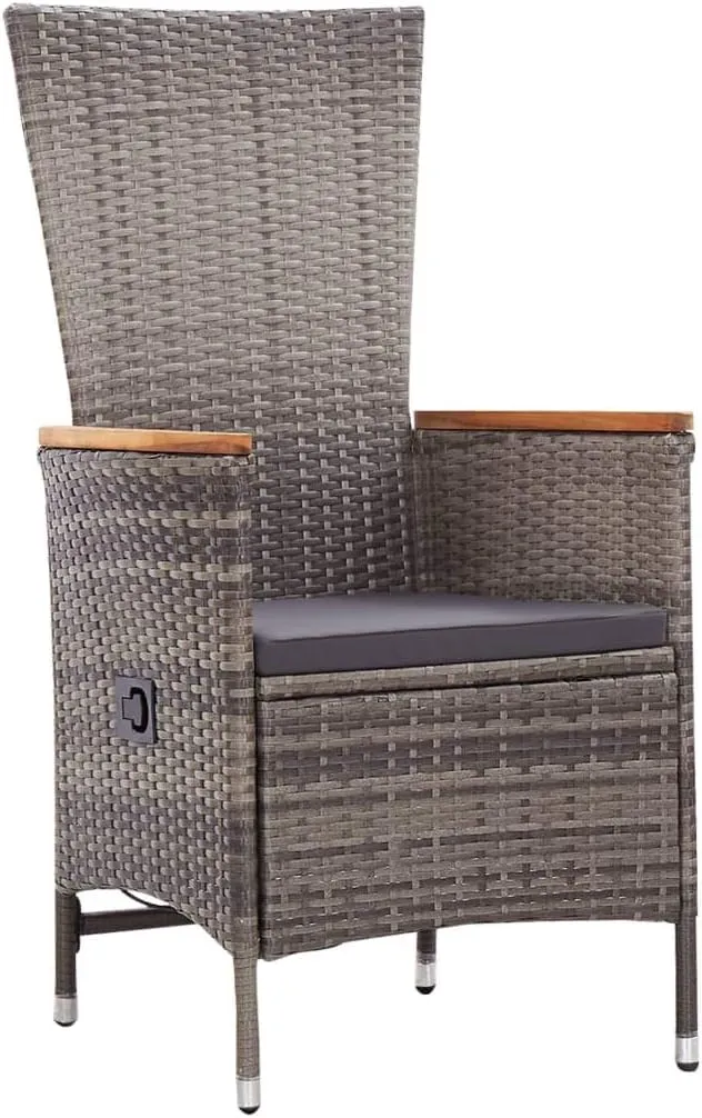 2 Pack Patio Chairs with Cushions, Gray PE Rattan Outdoor Lounge Chairs with Reclining Backrest, Water-Resistant Steel Frame Furniture for Backyard Poolside Beach Camping