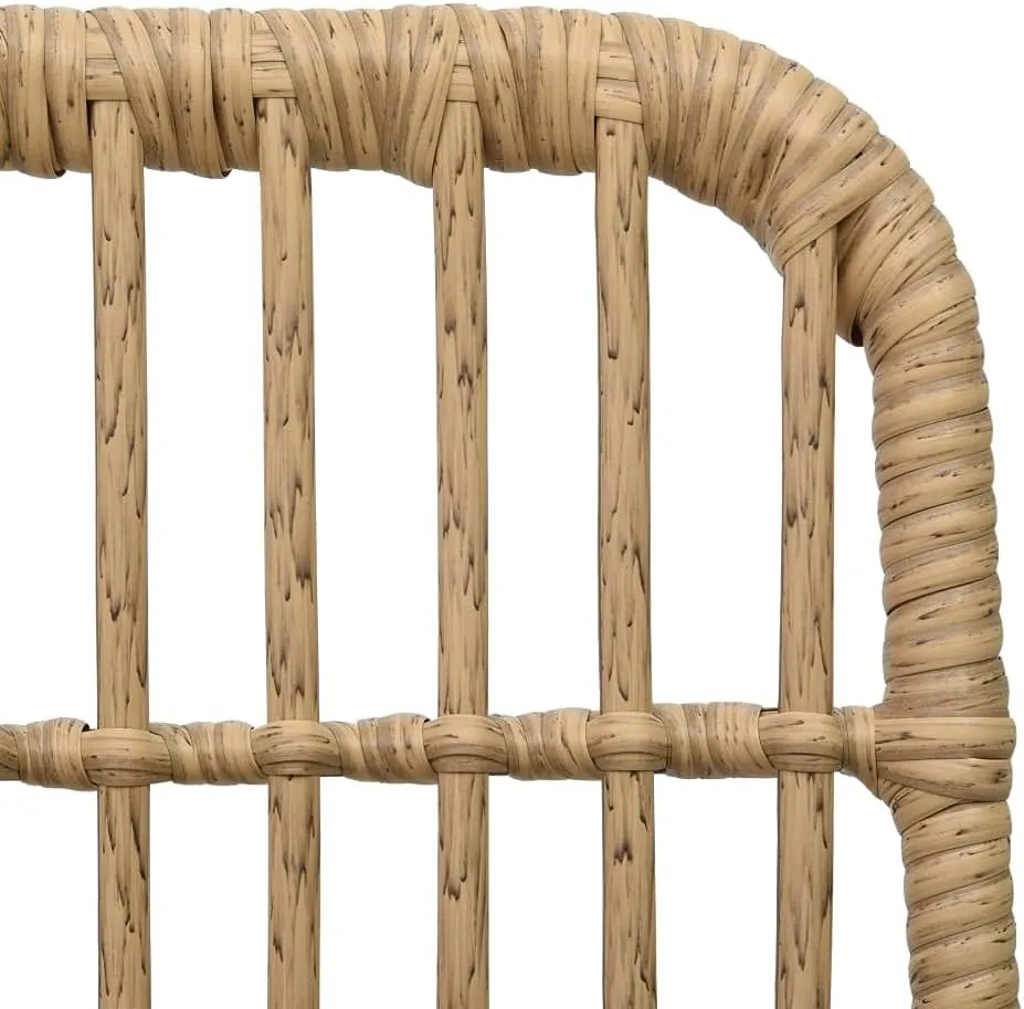 2 Pack Poly Rattan Patio Chairs Oak Outdoor Furniture Set with Steel Frame, Weather-Resistant PE Wicker Dining Chairs for Backyard Poolside Camping Beach