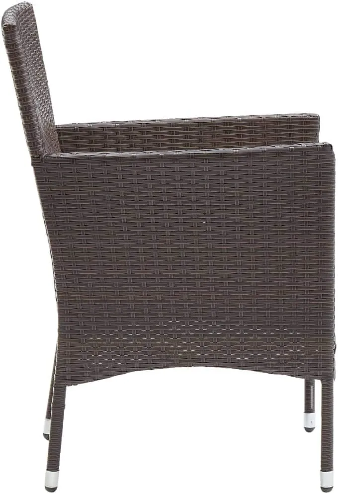 2 Pack Poly Rattan Patio Chairs Outdoor Dining Chairs Brown Steel Frame Weather-Resistant PE Woven with Removable Cushions for Poolside Backyard Garden