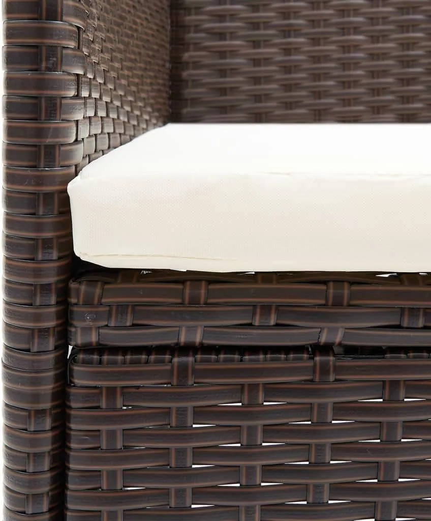 2 Pack Poly Rattan Patio Chairs Outdoor Dining Chairs Brown Steel Frame Weather-Resistant PE Woven with Removable Cushions for Poolside Backyard Garden