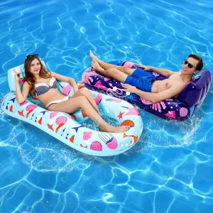 2 Pack Pool Floats Adult,Inflatable Pool Lounger Float Heavy Duty with Cup Holder, Backrest & Footrest Pool Lounge Float Extra Large Pool Rafts for Adults Beach Lake Party