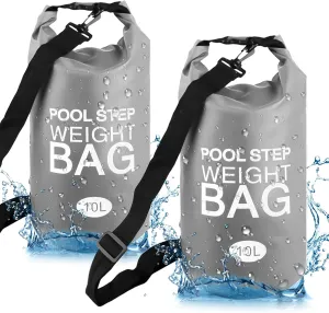 2 Pack Pool Step Weights, 500D PVC Waterproof Heavy Duty Pool Ladder Sand Bags for Weight with Nylon Handle, 10L Universal Pool Step Weights/Pool Ladder Weights for Above Ground Pools (Gray)