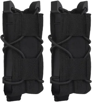 2 Pack Universal 9mm Single Pistol Mag Pouch Bag Tactical Molle Magazine Pouch Holder Molle Flashlight Pouch Torch Holder Waist Belt Holder for 9MM/Glock/Single Gun Magazines Pouches