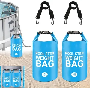 2 Pack Universal Pool Ladder Weights,10L 500D PVC Waterproof Pool Step Weights,Foldable Pool Sand Bags Work with Above Ground/in-Ground Pool Steps,Easy and Quick Fill Sand