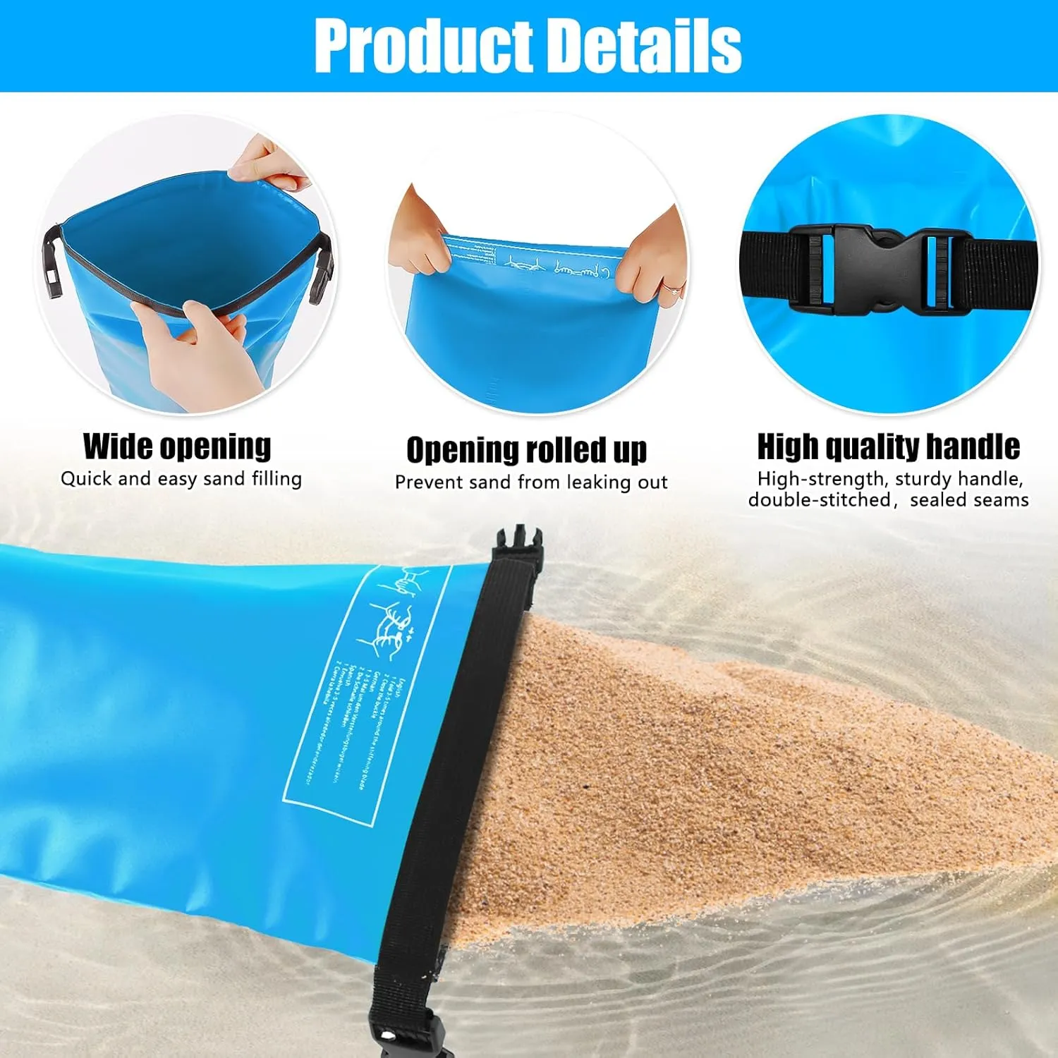 2 Pack Universal Pool Step Weights, 25L/50LB No Breaken Pool Ladder Weights for Above Ground Pools, Waterproof Pool Sand Stair Weights for Pool Steps, Easy&Quick Fill Sand (Sky Blue)