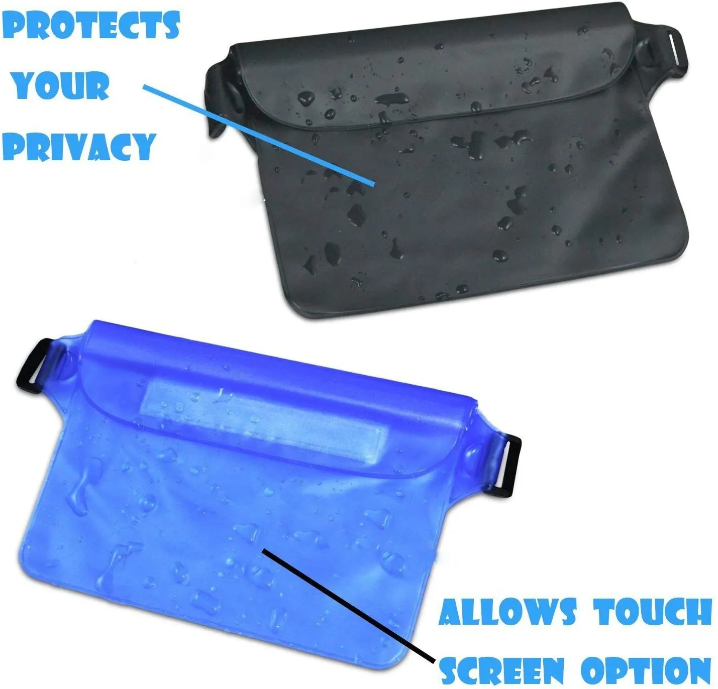 2 Pack Waterproof Pouch Bag, Waterproof Dry Bag Case with Waist Strap