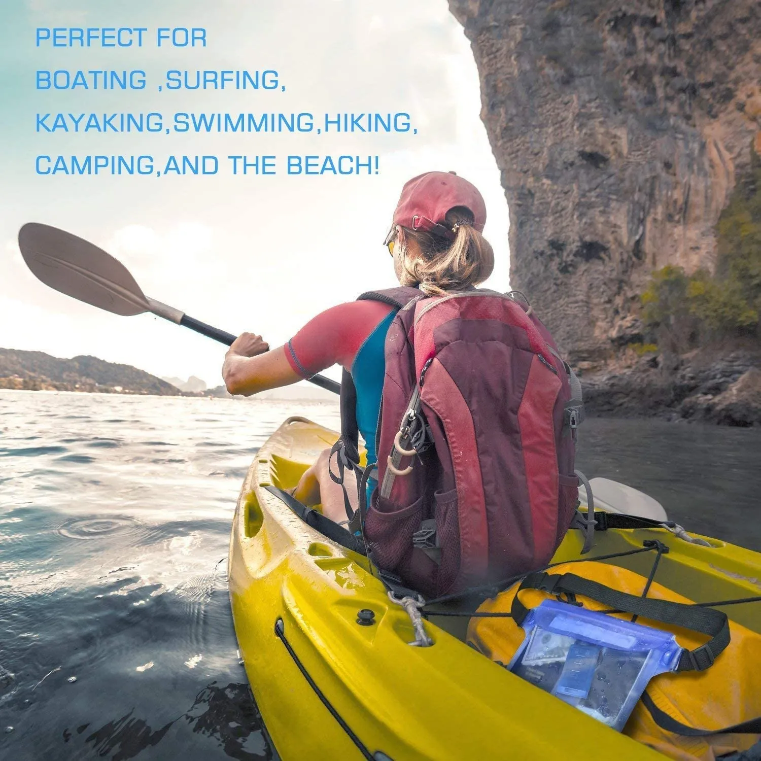2 Pack Waterproof Pouch Bag, Waterproof Dry Bag Case with Waist Strap