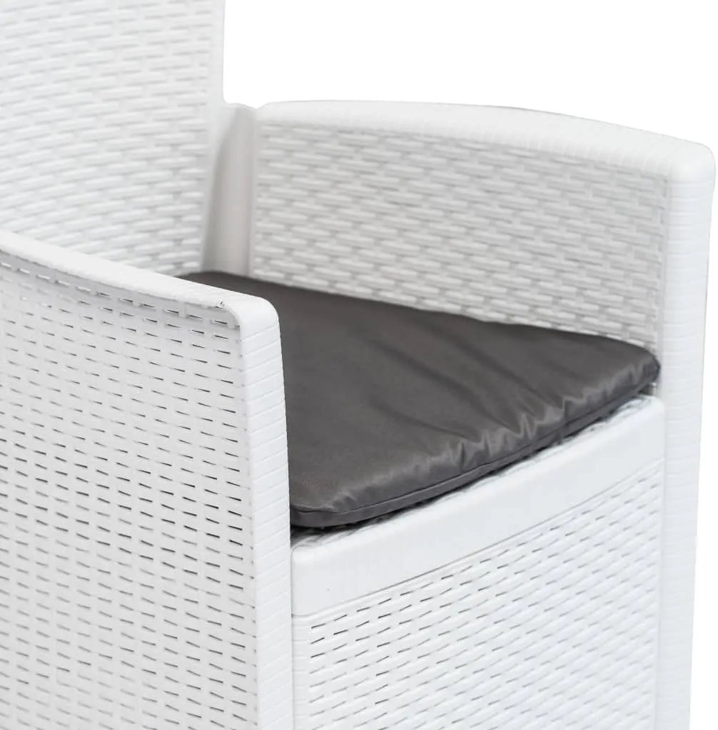 2-Pack White Plastic Patio Chairs with Seat Cushions Rattan Look Outdoor Dining Chairs Lightweight Durable Easy to Clean and Assemble for Garden Terrace Patio Beach Camping Furniture