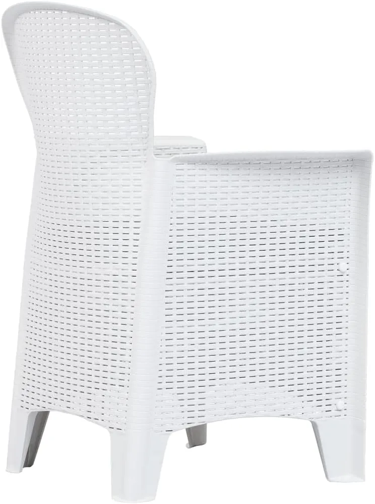 2-Pack White Plastic Patio Chairs with Seat Cushions Rattan Look Outdoor Dining Chairs Lightweight Durable Easy to Clean and Assemble for Garden Terrace Patio Beach Camping Furniture