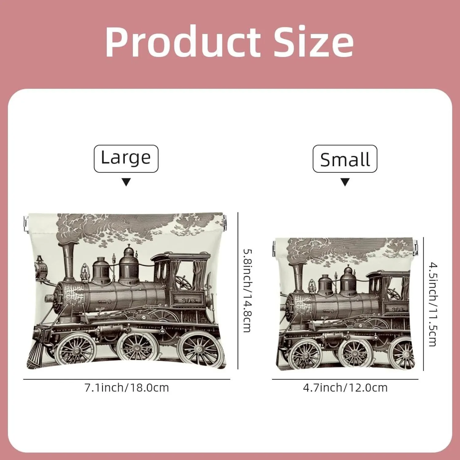2 Pcs Faux Leather Pocket Box, Small Travel Kit Storage Pouch, Mini Portable Cosmetic Bags for Women, Multifunctional Travel Storage Bag, Steam Engine Retro