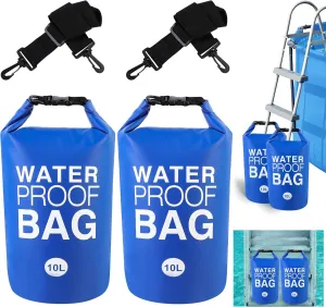 2 Pcs Universal Pool Ladder Step Weights 500D PVC Swimming Pool Ladder Weights 10L Waterproof Dry Bag Pool Weight Sand Bags with Heavy-Duty Nylon and Handle Work with Above Ground Pool Steps