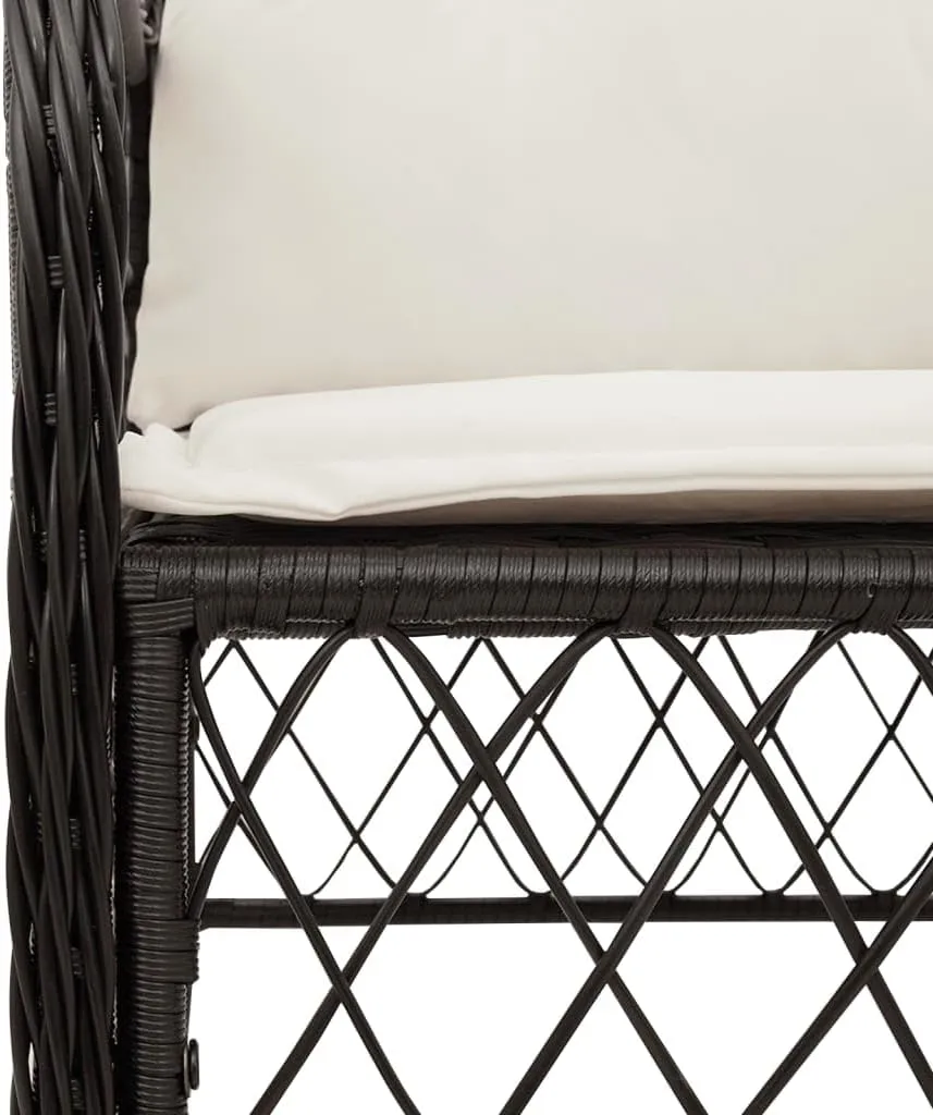 2-Piece Black PE Rattan Outdoor Patio Chairs with Cream Cushions, All-Weather Lounge Chairs with Steel Frame for Backyard Poolside Deck Garden
