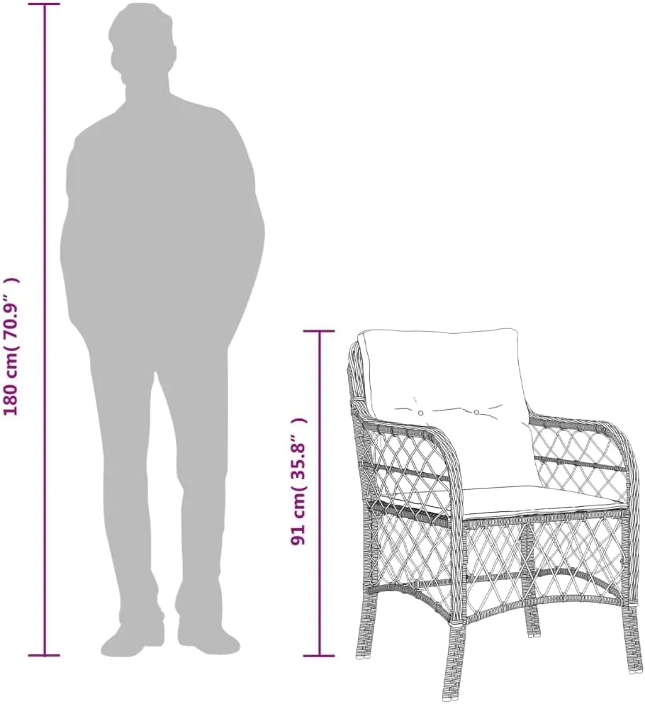 2-Piece Black PE Rattan Outdoor Patio Chairs with Cream Cushions, All-Weather Lounge Chairs with Steel Frame for Backyard Poolside Deck Garden