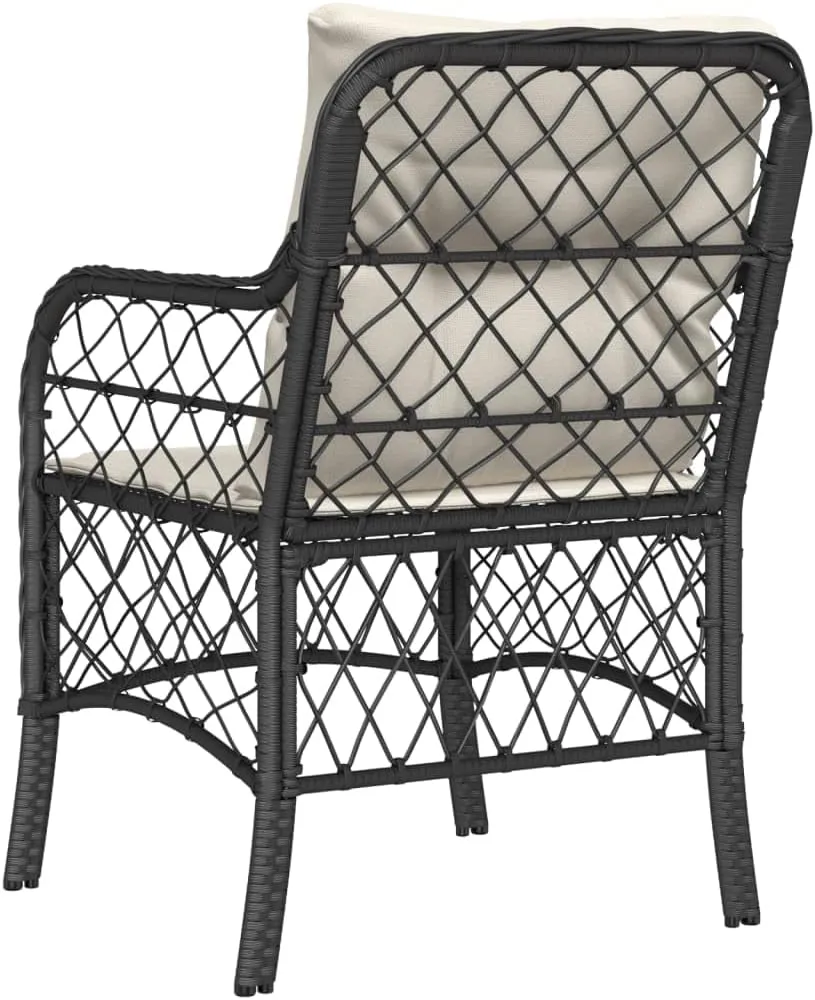 2-Piece Black PE Rattan Outdoor Patio Chairs with Cream Cushions, All-Weather Lounge Chairs with Steel Frame for Backyard Poolside Deck Garden