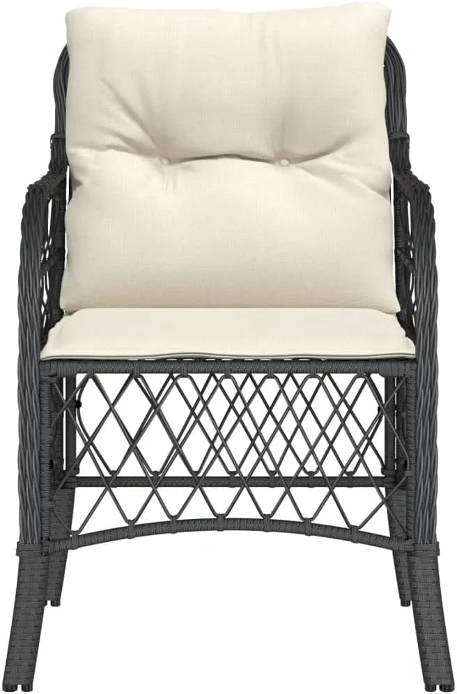 2-Piece Black PE Rattan Outdoor Patio Chairs with Cream Cushions, All-Weather Lounge Chairs with Steel Frame for Backyard Poolside Deck Garden