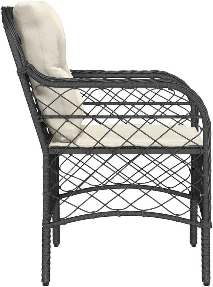 2-Piece Black PE Rattan Outdoor Patio Chairs with Cream Cushions, All-Weather Lounge Chairs with Steel Frame for Backyard Poolside Deck Garden
