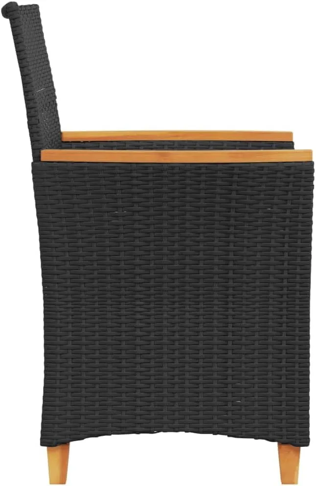 2-Piece Black PE Rattan Patio Chairs with Cream Cushions, Solid Acacia Wood & Steel Frame Outdoor Furniture for Deck, Poolside, Garden