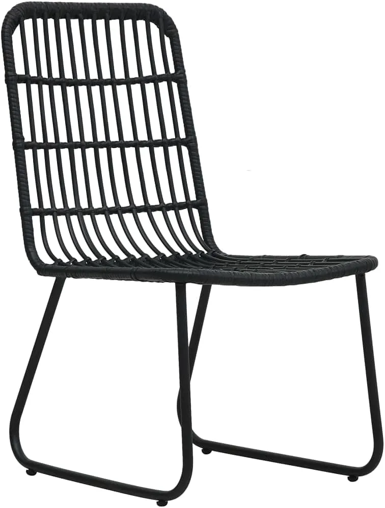 2-Piece Black Poly Rattan Patio Chairs Set, Outdoor Furniture with Steel Frame, Weather-Resistant PE Wicker Dining Chairs for Poolside Camping Beach Backyard