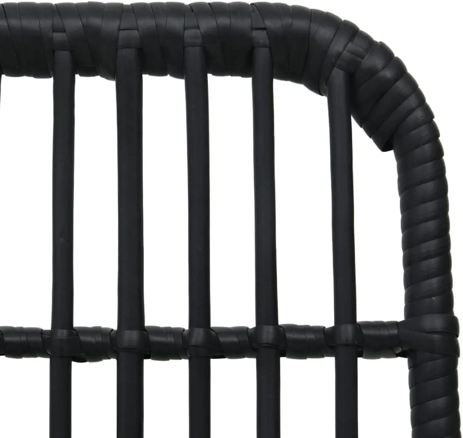 2-Piece Black Poly Rattan Patio Chairs Set, Outdoor Furniture with Steel Frame, Weather-Resistant PE Wicker Dining Chairs for Poolside Camping Beach Backyard